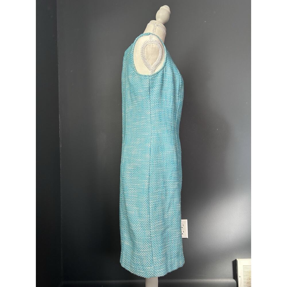 Talbots Sleeveless Dress Teal Tweed Summer Spring Coastal Preppy Classic 12P - Picture 6 of 13